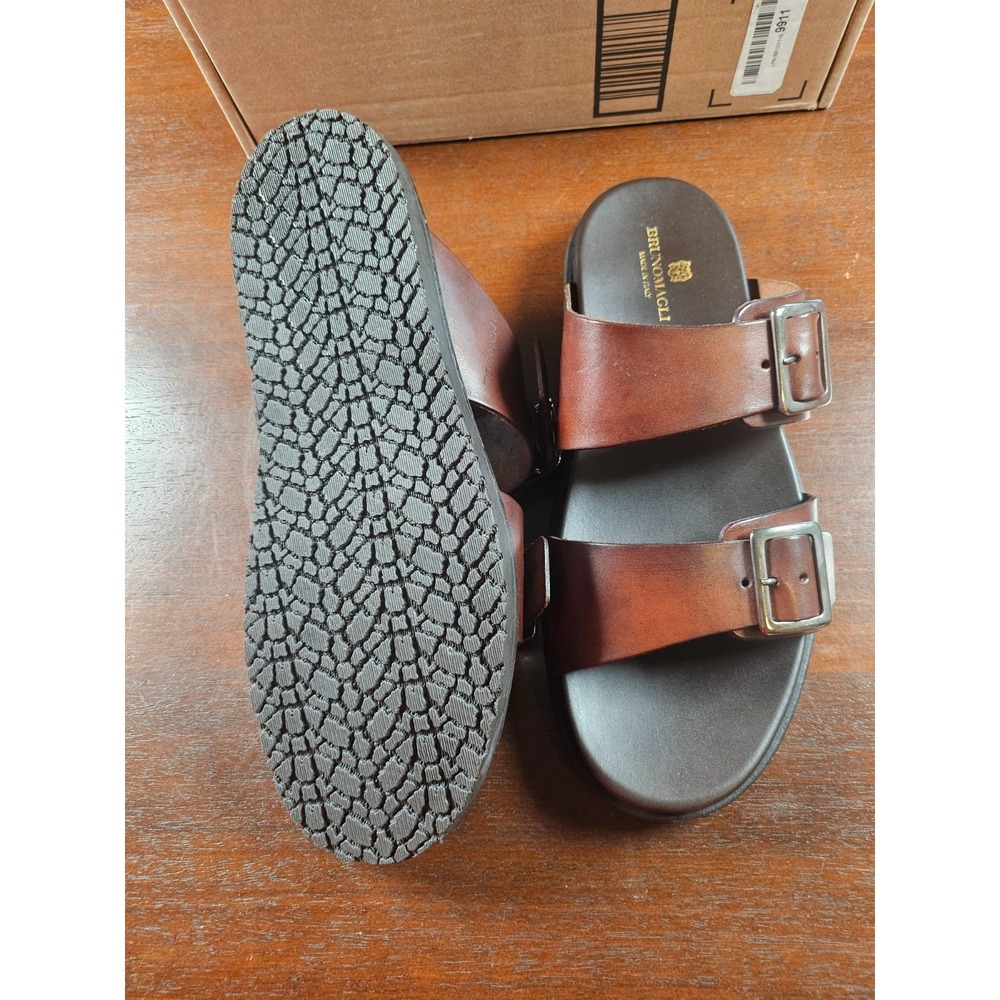 Bruno Magli Men's Sandals Erasmo Buckle Rustic Brown Genuine Leather 13 M